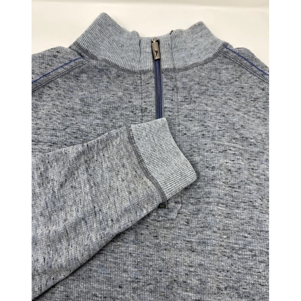 Tommy‎ Bahama Mens Gray Heathered Quarter Zip Pullover Sweater Size Large